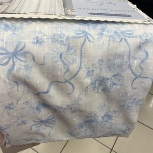 Blue and White Floral and Bow Window Panels